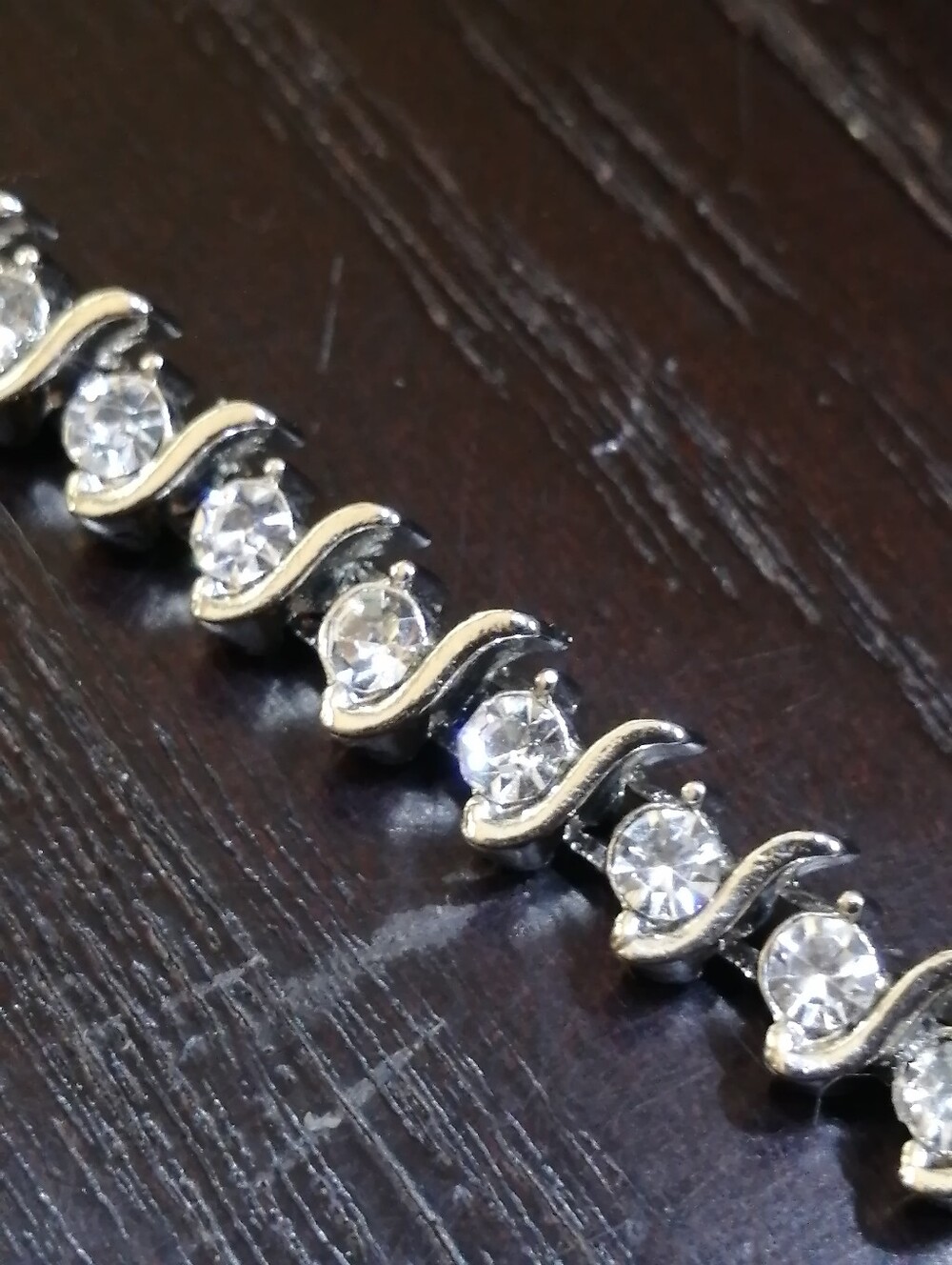 Sparkling Crystal Silver Plated Tennis Bracelet 7.25" Long